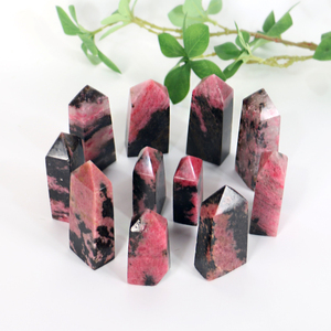 Tour de cristal de rhodonite rose et noire naturelle de haute qualité, obélisque poli en rhodonite, baguette pointue pour la décoration intérieure - Product Image 2
