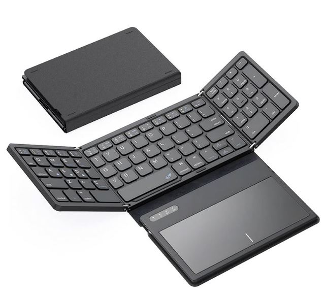 B055 Foldable BT Wireless Keyboard with Touchpad Pocket Folding Keyboard Laptop Phone Tablet Wireless Rechargeable Keyboard