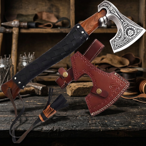 Thewizcrafts Best Value Hand Forged Stainless Steel Viking <b>Axe</b> with Wood <b>Handle</b> Valhalla Camping & Hunting Hatchet for Survival - Product Image 5