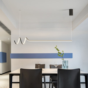Modern Minimalist LED Pendant <b>Light</b> for Restaurant Bar Counter <b>Dining</b> Table Office-Creative Lines Designer Chandelier - Product Image 1