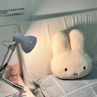 Peluche Miffy aux yeux noirs, adorable poupée, coussin de lit Kawaii, coussin de canapé doux et confortable, cadeau pour fille et garçon