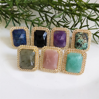 Bagues en pierres précieuses naturelles à prix de gros : Turquoise africaine, Pierre du soleil, Labradorite, Améthyste, Obsidienne, Bague ajustable en zircon cubique