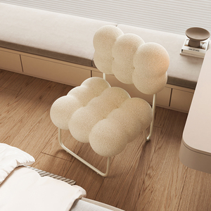 Cream Colored Bubble <b>Back</b> <b>Chair</b> <b>With</b> Lighted Mirror For Bedroom Makeup <b>Vanity</b> Use - Product Image 3
