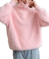 Pull en maille décontracté pour femme, col mi-zippé en peluche, collection automne, vente en gros sur mesure
