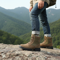 Bottes de randonnée d'hiver unisexes en daim respirant, semelle en caoutchouc durable, bottes tactiques pour le désert