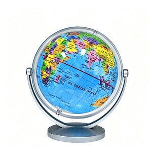 Globo Terráqueo Azul de 14.2cm, Mapa de PVC, Base de ABS Giratoria, Mini Globo de Escritorio, Escribible y Borrable, Decoración Educativa de <span class=keywords><strong>Geografía</strong></span> para el Hogar - Product Image 1