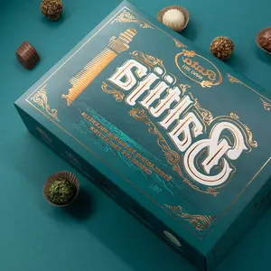 Caixa de chocolate com logotipo de carimbo de ouro quente luxuoso premium de alta qualidade e ecológico de alta qualidade com divisórias