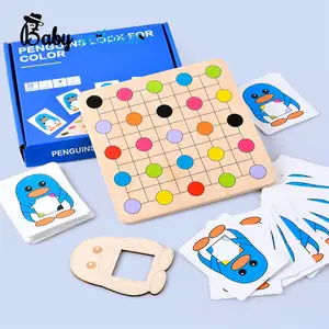 Komik penguen bulmak renkli oyunu çocuk oyun renk eşleştirme oyunu konsantrasyon eğitimi tahta oyunu oyuncaklar Z12147F