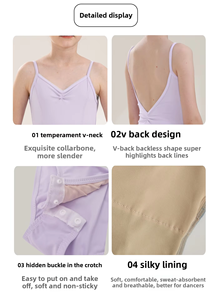 <span class=keywords><strong>Justaucorps</strong></span> de ballet en nylon à dos en V pour filles, sans manches, pour l'entraînement de gymnastique, tenue de danse pour enfants pour cours et examens de ballet - Product Image 6