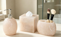 Ensemble d'accessoires de salle de bain en résine 7 pièces, rose marbré, décoration d'hôtel, boîte à mouchoirs, distributeur de savon, plateau