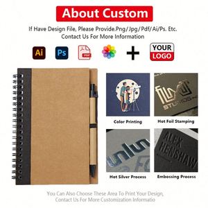 Cuadernos Espirales Personalizados B6/A5 con Bolígrafos, Impresión de 60 Hojas, Cuadernos para Estudiantes, Cuaderno Espiral de Papel Kraft - Product Image 2