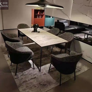 <span class=keywords><strong>Fauteuil</strong></span> avec pièces en tissu rembourré et jambes en acier et cuir, salle <span class=keywords><strong>de</strong></span> séjour, nouvelle collection moderne, pour cuisine et salle à manger - Product Image 2