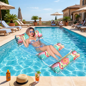 Nueva Hamaca Inflable Individual de Doble Tubo con Diseño de Flamenco para Verano, Diversión en la Piscina, Tejido de Malla de PVC Engrosado, para Adultos - Product Image 5
