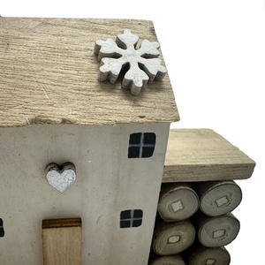 الشتاء 3D ندفة الثلج على شكل منزل طاولة مكتب صغير الخشب الحرفية الصغيرة كوخ خشبي الحلي مع شجرة صغيرة - Product Image 6