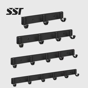Modern Black Aluminum <b>Wall</b> Mounted 5-Piece Eco-Friendly Detachable Design <b>Hooks</b> <b>for</b> Towels Coats Clothes in Your Bathroom - Product Image 1