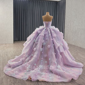 Gaun bunga mewah Quinceanera Gaun 3D renda bunga bahu terbuka Vestidos De 15 Anos pesta ulang tahun <span class=keywords><strong>Prom</strong></span> putri Rsm251010 - Product Image 4