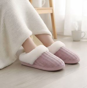 Pantuflas Cálidas de Punto con Punta Redonda y Parte Superior de Chenilla, Forradas con Piel Sintética y Espuma Viscoelástica, para Interiores/Exteriores, para Mujer - Product Image 2