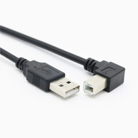 Cable de impresora de datos USB2.0 de 0,3 m y 1,5 m, ángulo de 90 grados, codo derecho izquierdo macho tipo B para Escáner de ordenador, auriculares de carga rápida 3A
