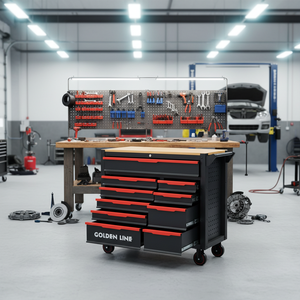 Chariot à outils mobile GOLDENLINE moderne en acier SPCC, 10 tiroirs, avec roulettes universelles, pour <span class=keywords><strong>garage</strong></span> et atelier - Product Image 4