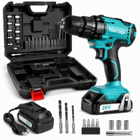 Perceuse électrique multifonctionnelle 20V avec moteur sans balais, outils de bricolage, ensemble perceuse et visseuse, et chargeur pour usage domestique