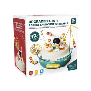 <span class=keywords><strong>Gioco</strong></span> 2-in-1 di Pesca e Cattura con Piattaforma Girevole, Giocattolo Elettrico per Bambini con Lanciatore di Razzi Spaziali per l'Interazione Familiare - Product Image 3