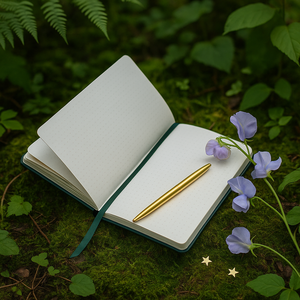 Cuaderno de Cuero PU Verde con Grabado de Pájaro y Hoja de Corazón, Elegante Diario con Lámina Dorada y Esquinas Redondeadas - Product Image 6