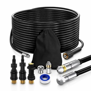 Kit de nettoyeur <span class=keywords><strong>haute</strong></span> <span class=keywords><strong>pression</strong></span> pour égouts, 5800 PSI, 1/4 pouce, tuyau de nettoyage des drains de 50 pieds, <span class=keywords><strong>buse</strong></span> rotative pour K2 à K7 et <span class=keywords><strong>Lavor</strong></span> - Product Image 1
