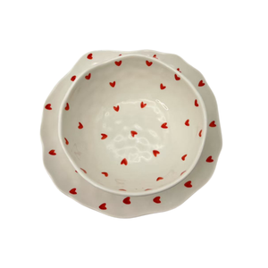 Bols en céramique irréguliers peints à la main personnalisés, sur commande, en forme de fleur ou de cœur, pour salade, utilisables au micro-ondes - Product Image 4