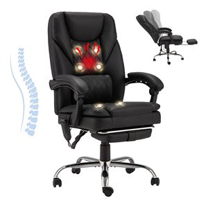 <span class=keywords><strong>Silla</strong></span> Giratoria de Cuero Negra Moderna Personalizada con Respaldo Alto para el Hogar, <span class=keywords><strong>Silla</strong></span> de Oficina Ejecutiva con Soporte Lumbar y Masaje, Capacidad de 400 lb - Product Image 1