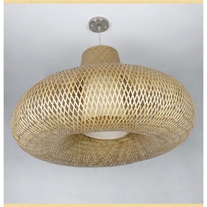 Bamboo Woven Pendant <b>Light</b> Round Led Chandelier For Home <b>Dining</b> Room Decor 60x50cm Single Head Ceiling Lamp - Product Image 3