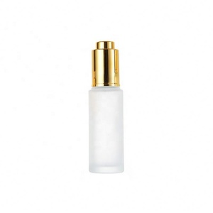 Skin Care 10ml 20ml 30ml 50ml <b>Press</b> Pump Gold Cap Essential Oil Bottles Flat Shoulder Push <b>Button</b> Serum Dropper Bottle - Product Image 5