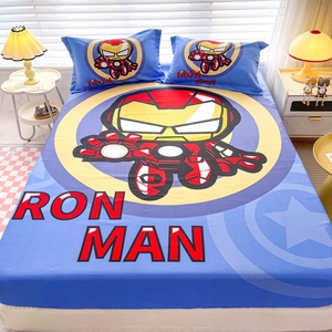 Ensemble de 3 draps-housses pour enfants, imprimé Iron Man, doux, élastiques, à poches profondes, avec taies d'oreiller - Product Image 1
