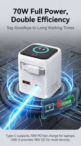 Caricabatterie Portatile Multifunzione OEM ODM 65W Retrattile 70W PD Ricarica Super Veloce con Display Adattatore <span class=keywords><strong>Type</strong></span> <span class=keywords><strong>C</strong></span> GaN per Telefoni Cellulari - Product Image 4