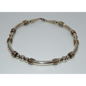 Impressive .925 <b>Sterling</b> <b>Silver</b> <b>Choker</b> Featuring Barrels & Balls - Product Image 1