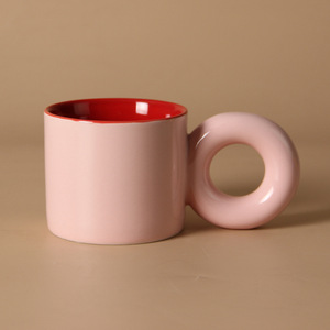 Caneca de Cerâmica DingyueCreative com Alça em Formato de Anel, Disponível em Várias Cores, Caneca de Café Estilosa, Caneca de Leite Fofa para Casa - Product Image 6