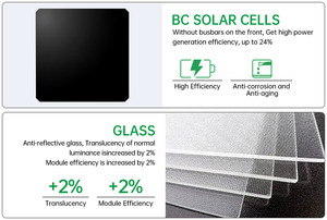 Panel <span class=keywords><strong>Solar</strong></span> de Vidrio Negro Completo de Venta Directa de Fábrica, Panel <span class=keywords><strong>Solar</strong></span> de Tamaño Pequeño de 18V 36V, Células Mono HPBC de 30W 40W 50W para Señales de Tráfico - Product Image 4