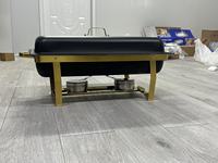 Ensemble de buffet de luxe portable 9L avec réchaud pliant en acier inoxydable noir et or pour pique-nique en extérieur et conteneurs alimentaires