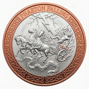 Pièce de collection commémorative de 1 oz en cuivre fin .999, estampée par UV, motif Phaeton tombant, <span class=keywords><strong>char</strong></span> solaire de la mythologie grecque, souvenir artistique - Product Image 1