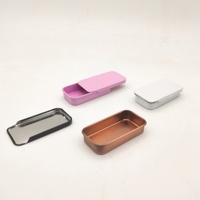 Nouvelle arrivée rose blanc noir laiton carré Mini Rectangle Slide Top boîte en fer blanc petite boîte coulissante en métal pour baume/menthe/bonbons