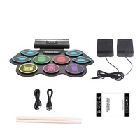 Batterie électronique professionnelle portable à tension universelle, à un seul niveau, pour la pratique à domicile, enroulable, pour enfants et débutants
