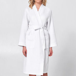 Polycotton <strong>White</strong> Waffle <strong>Kimono</strong> Unisex Spa Robe Hotel Bathrobe - Product Image 1