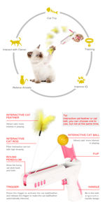 Köpekler ve kediler için OEM ODM interaktif plastik tüy oyuncak silah çevre dostu klasik animasyon Teaser <span class=keywords><strong>Pet</strong></span> oyuncak - Product Image 2