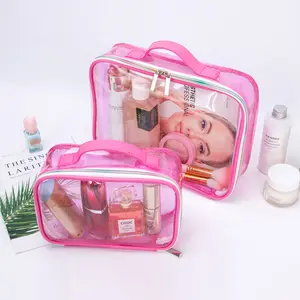 KONCAI Cosmetic Accessories PVC Toiletry Bags Make Up Travel Case Vanity Box Organizers Clear Zipper Pouch Makeup Toilet Bag