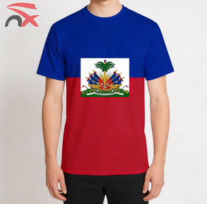 定制徽标促销体育赛事球迷队服海地国旗T恤男女款 - Product Image 4