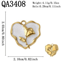 F477 Breloques délicates en acier inoxydable inaltérable, motifs fleur, rose, lune, pendentifs sculptés en émail et zircon, accessoires de bijoux tendance