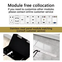 Prise de sol encastrée invisible en acier inoxydable 200x130mm, étanche, 16A, avec ports USB, design fin pour usage résidentiel