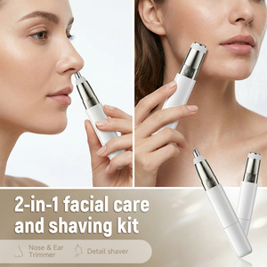 Tondeuse électrique double tête pour poils du <span class=keywords><strong>nez</strong></span>, rasoir de soin du visage 2-en-1, mini-tondeuse portable pour poils du visage en voyage - Product Image 3