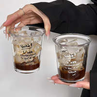 Tasse à café en verre haute brillance pour Americano glacé, Latte, boissons lactées, verre à vin domestique avec lettres anglaises