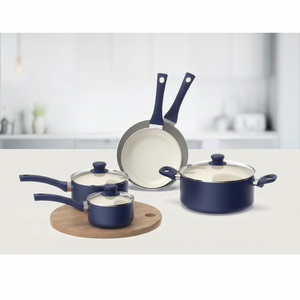 Batterie de cuisine en aluminium pressé, 8 pièces: casserole 14/18cm, casserole 24cm; poêle à frire 20/24, épaisseur 2.0m, revêtement en céramique - Product Image 1