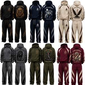 Conjunto Deportivo con Capucha para Hombre Long Mission, Sudadera Casual de Manga Larga, Pantalones con Cordón, Corte Regular, 100% Algodón, Invierno - Product Image 3